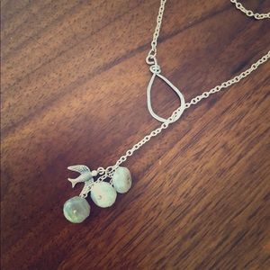 Silver bird pull through necklace
